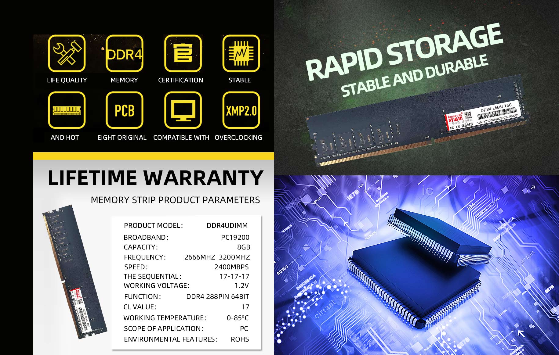 DDR4 2666/3200 8GB desktop MEMORY strip DDR4 2666/3200 8GB desktop MEMORY strip