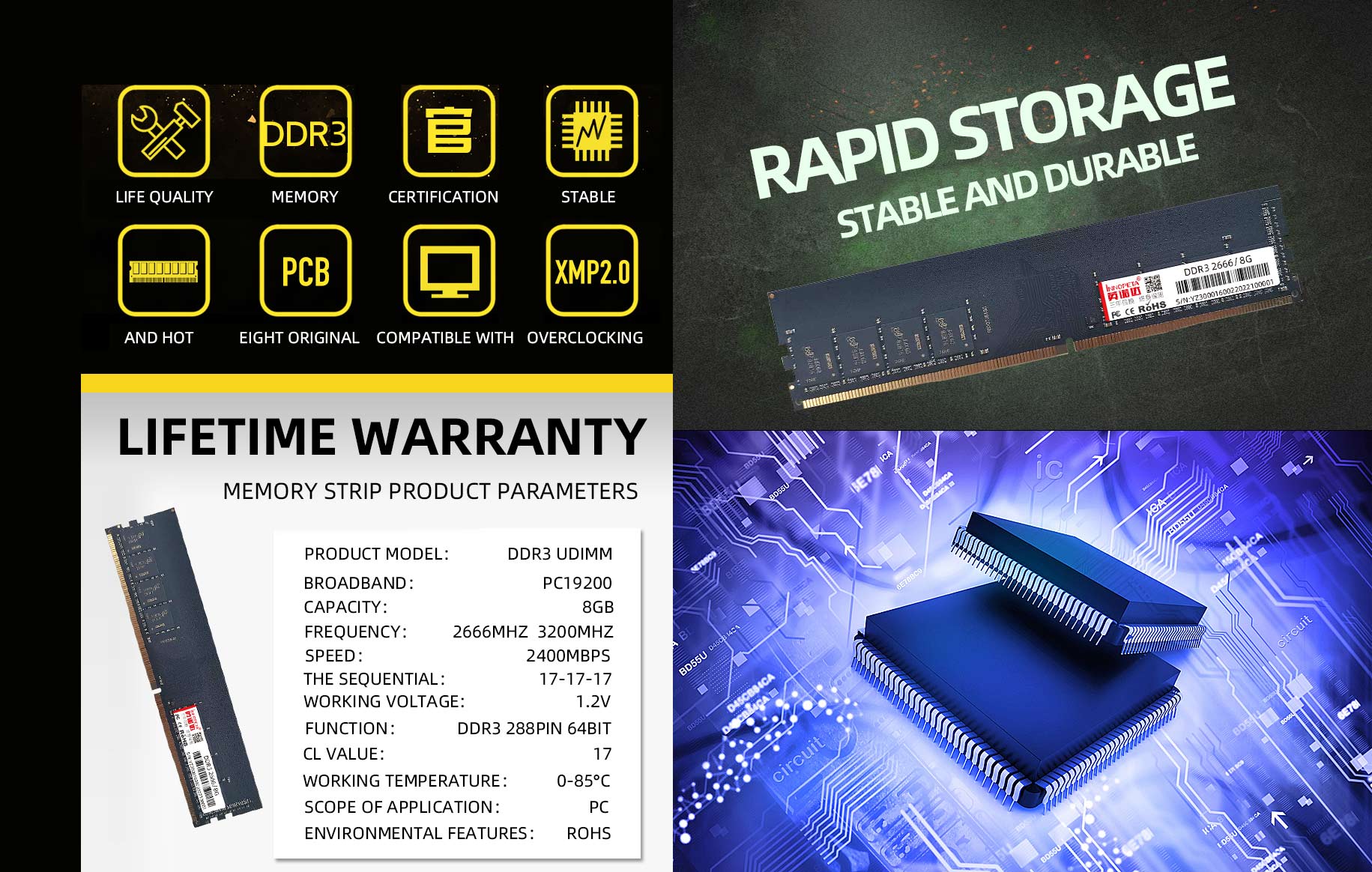 DDR3 2666/3200 8GB desktop MEMORY strip DDR3 2666/3200 8GB desktop MEMORY strip