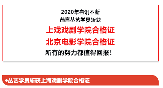 丛艺斩获上海戏剧学院和北京电影学院合格证!