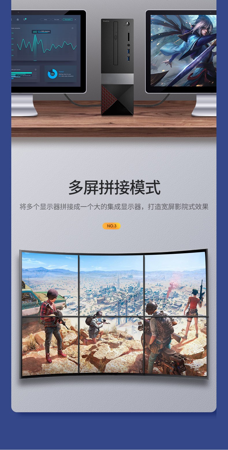 绿联HD140  HDMI 2.1版高清线 支持4K120Hz  8K60Hz 3D视频线