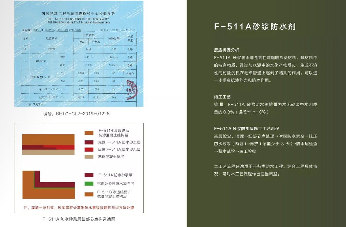 F-511A砂 浆防水剂
