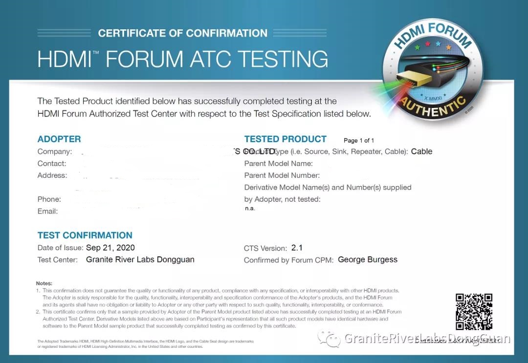 First UHS Cable Certified by an HDMI Forum ATC