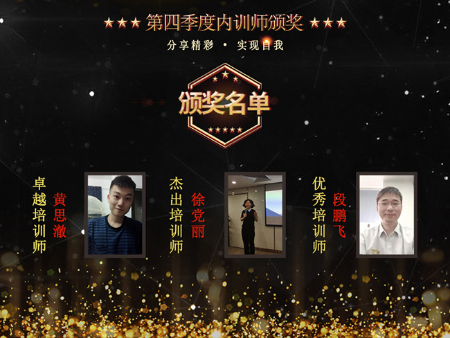 劉關張集團第四季度內訓師頒獎 劉關張集團第四季度內訓師頒獎