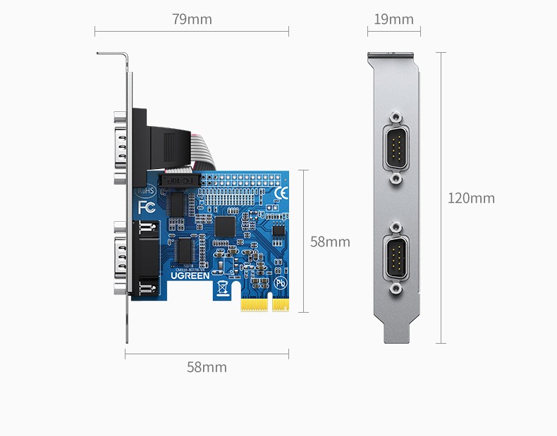 绿联80116 PCI-E转2口RS-232串口转接卡