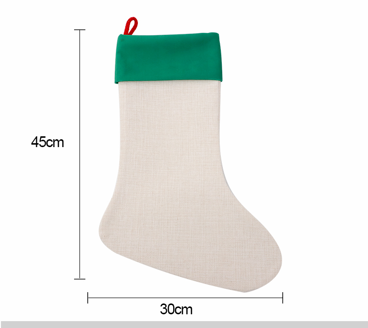 Linen Xmas Stocking Green Linen Xmas Stocking Green