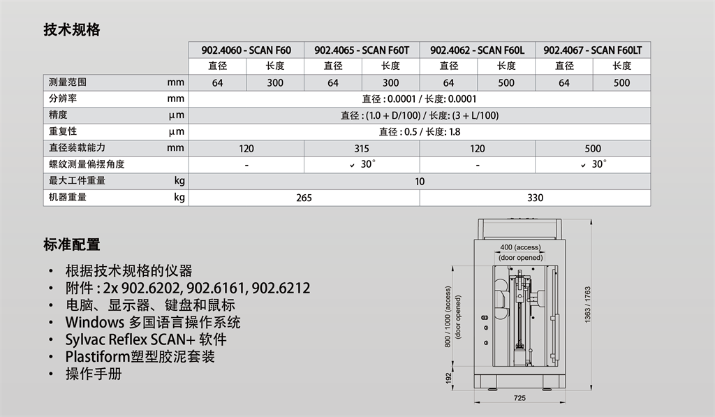 Dantsin-Sylvac SCAN F60T&F60L光学轴类测量仪