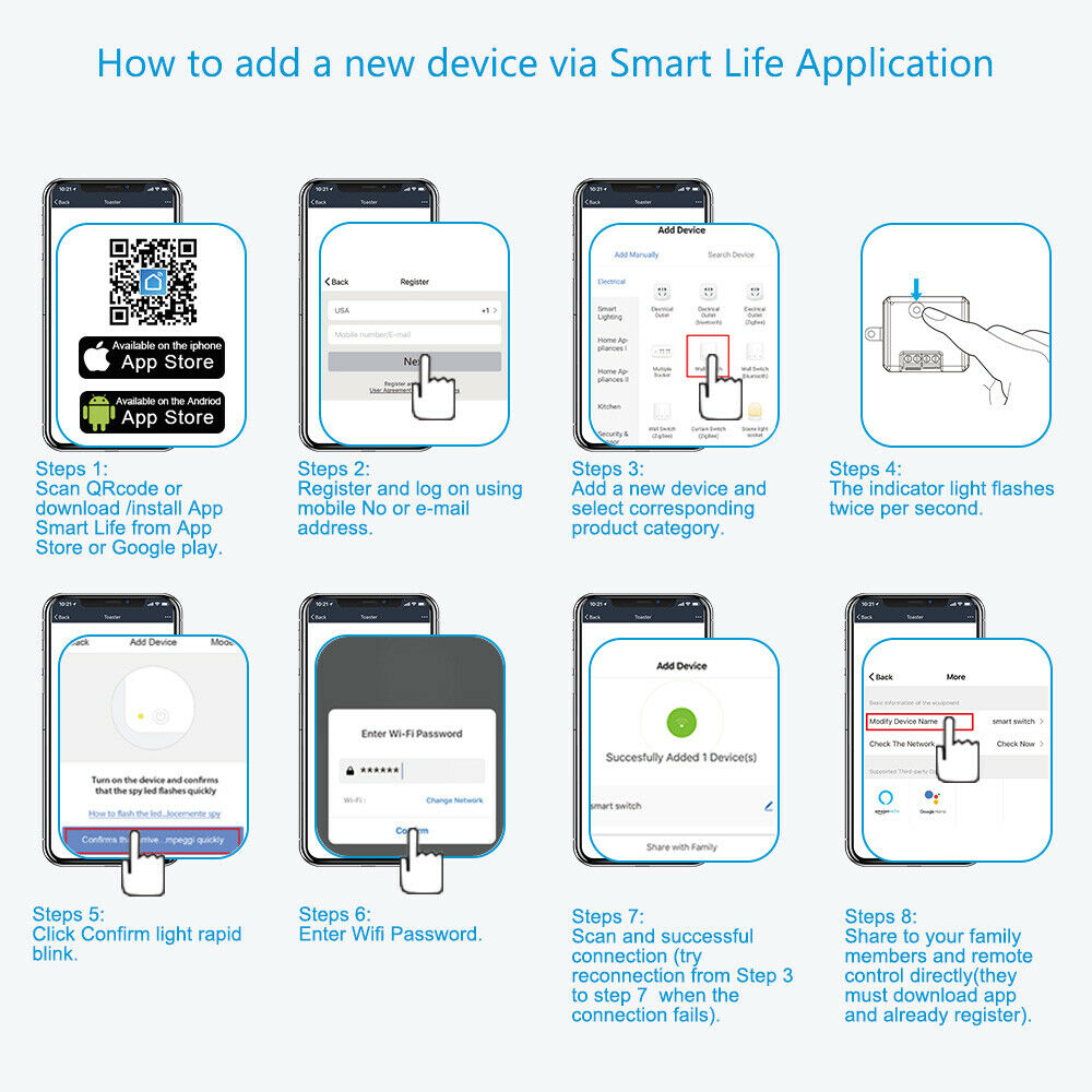 Shiwaki Switch Smart Plug 10A Relay Module Kit Work with Homekit//Google Assistant