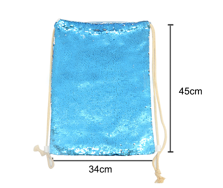 Sequin Drawstring Bag-Blue Sequin Drawstring Bag-Blue