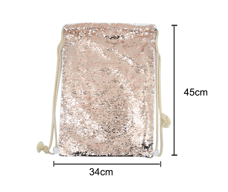Sequin Drawstring Bag-Rose Gold Sequin Drawstring Bag-Rose Gold