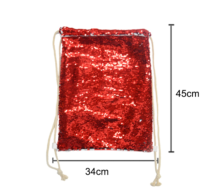 Sequin Drawstring Bag-Red Sequin Drawstring Bag-Red