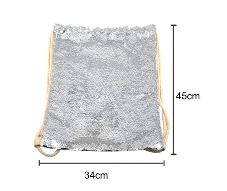 Sequin Drawstring Bag-Silver Sequin Drawstring Bag-Silver