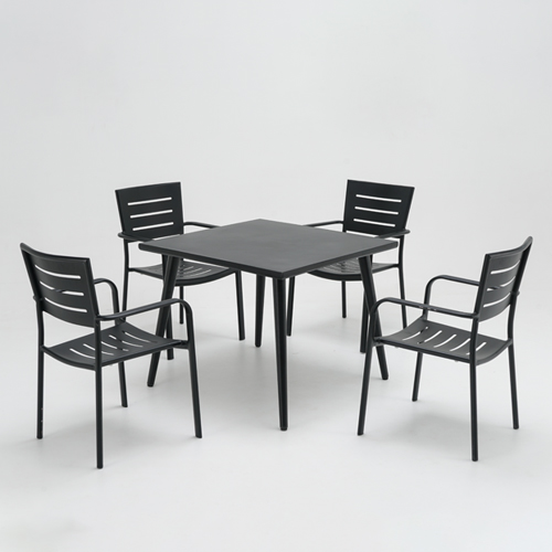 Square aluminum table with 4pcs aluminum chair