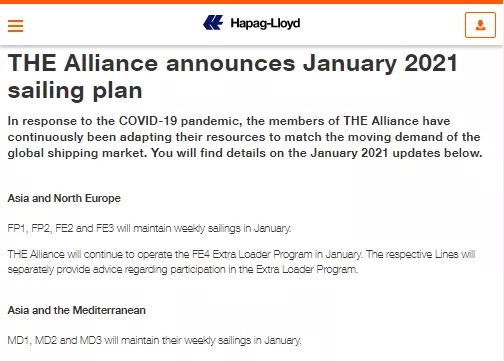THE联盟、中远、达飞集团宣布1月航线调整及新停航计划 THE联盟、中远、达飞集团宣布1月航线调整及新停航计划