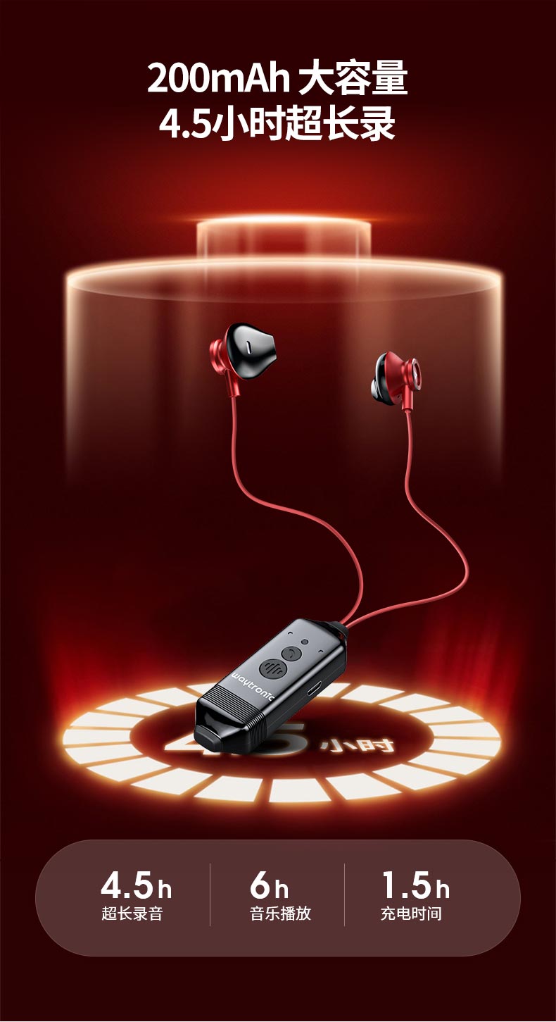 WT-RS1 蓝牙通话录音耳机（红色款）