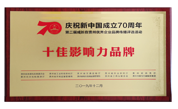 白金酒被评为贵州省“十佳影响力品牌”