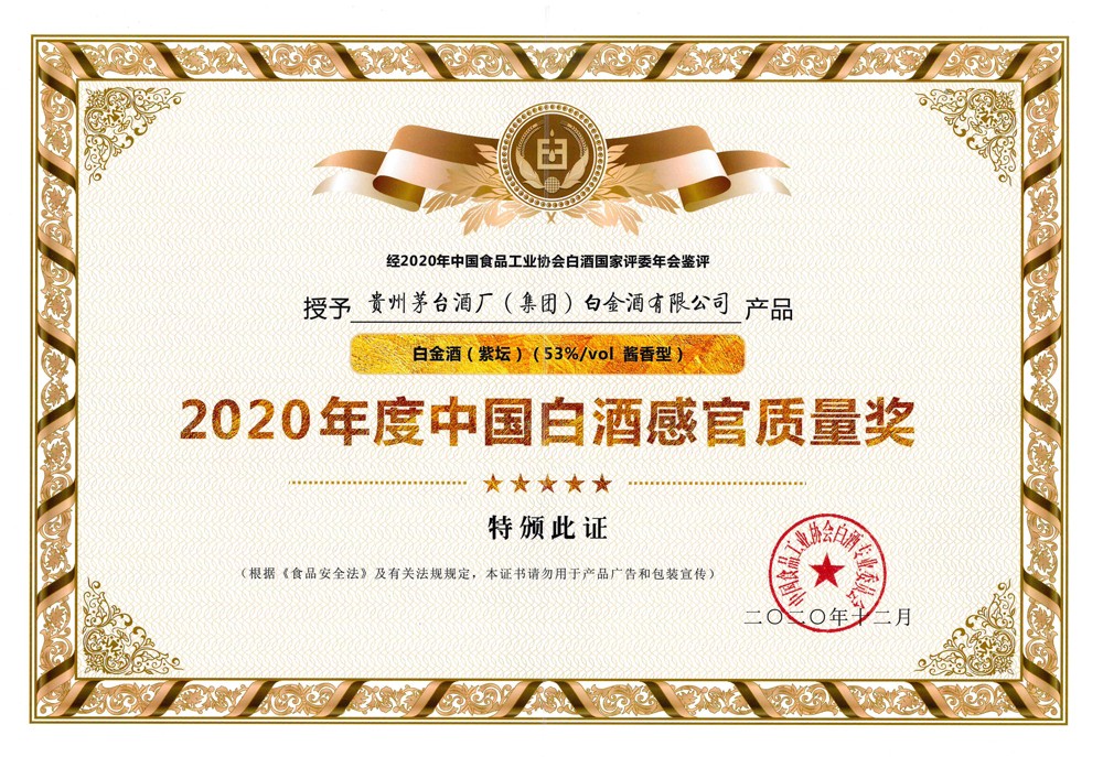 2020年度中国白酒感官质量奖