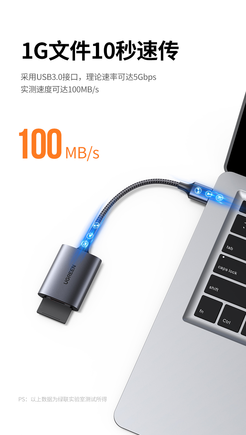 绿联80887-USB3.0（SD+TF）读卡器（双卡双读）