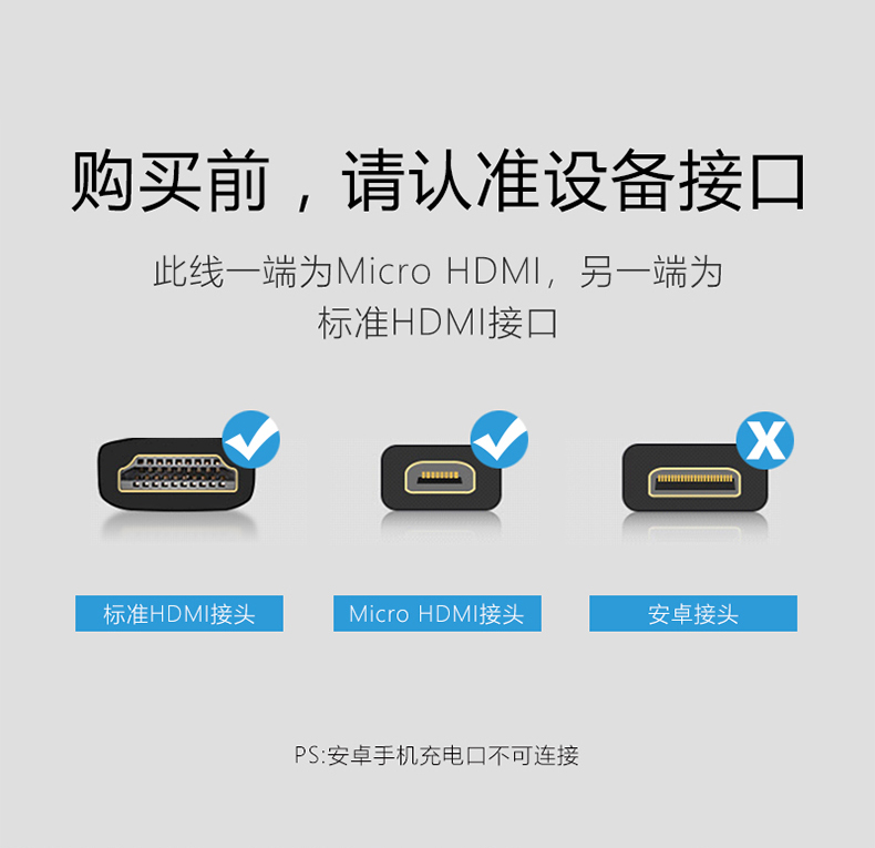 晶华HDMI转Micro HDMI线  HDMI大转小1.5米（最小号HDMI，不是手机数据线口）