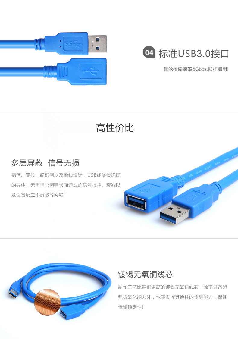 USB3.0网都USB延长线1.5米-3米