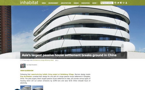 Inhabitat: 亚洲最大被动房住宅在中国奠基