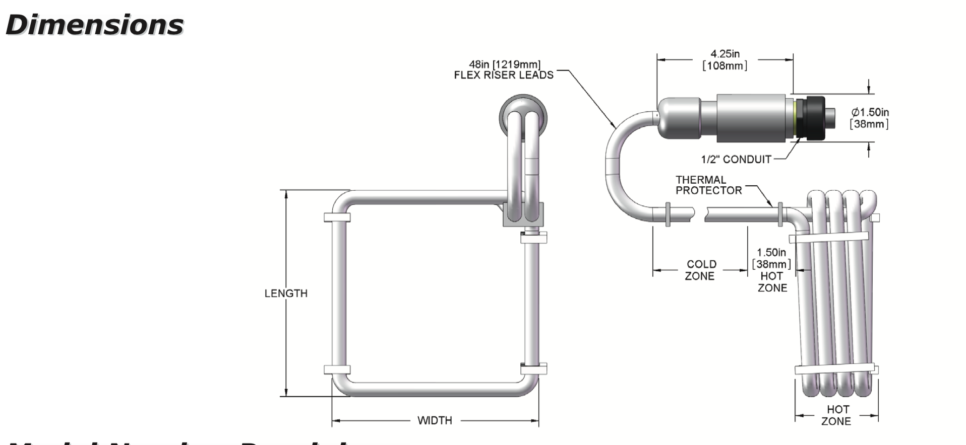 Flexible Riser Over-the-Side PTFE Immersion Heaters