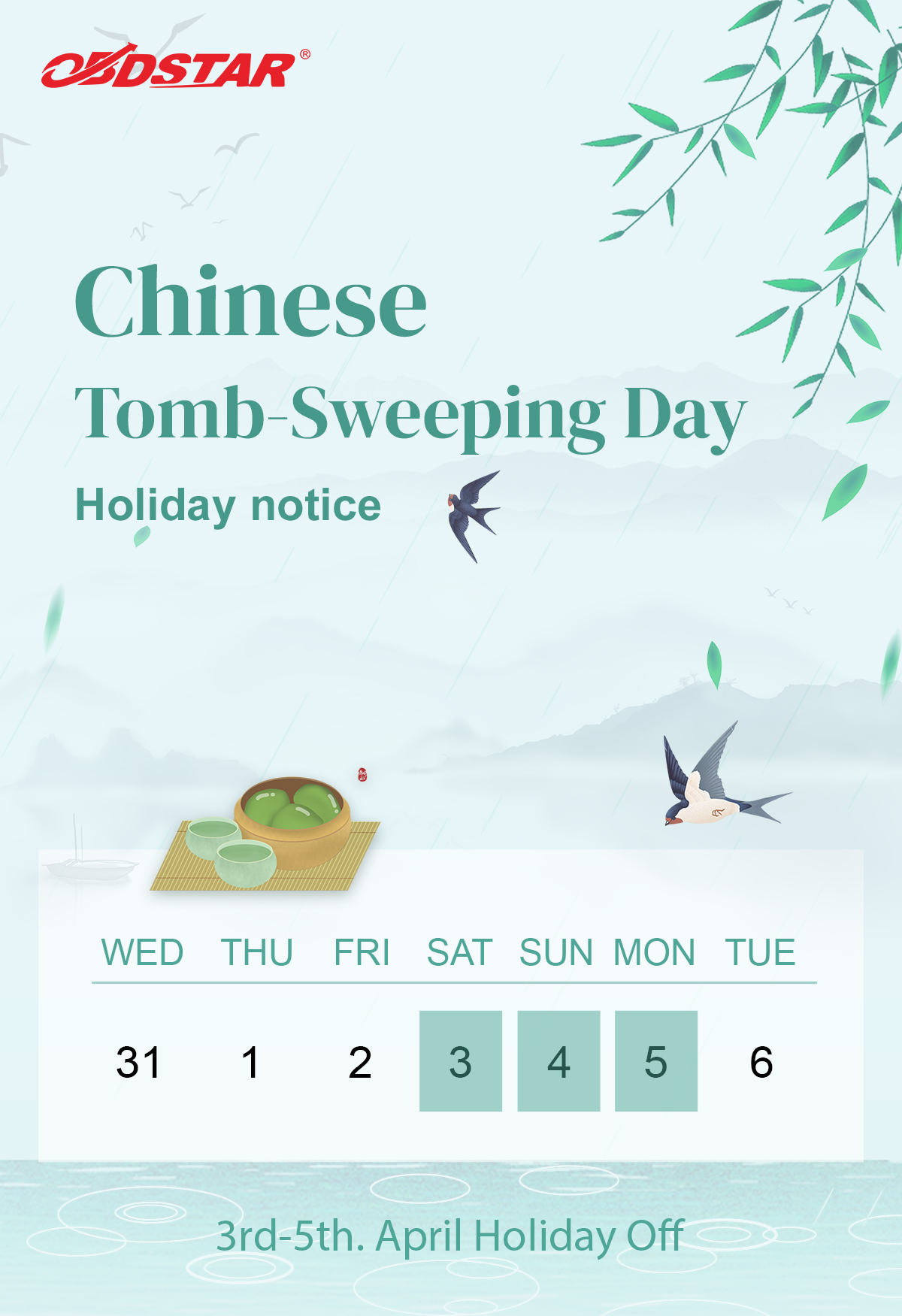 2021 Chinese Tomb Sweeping Holiday Notice