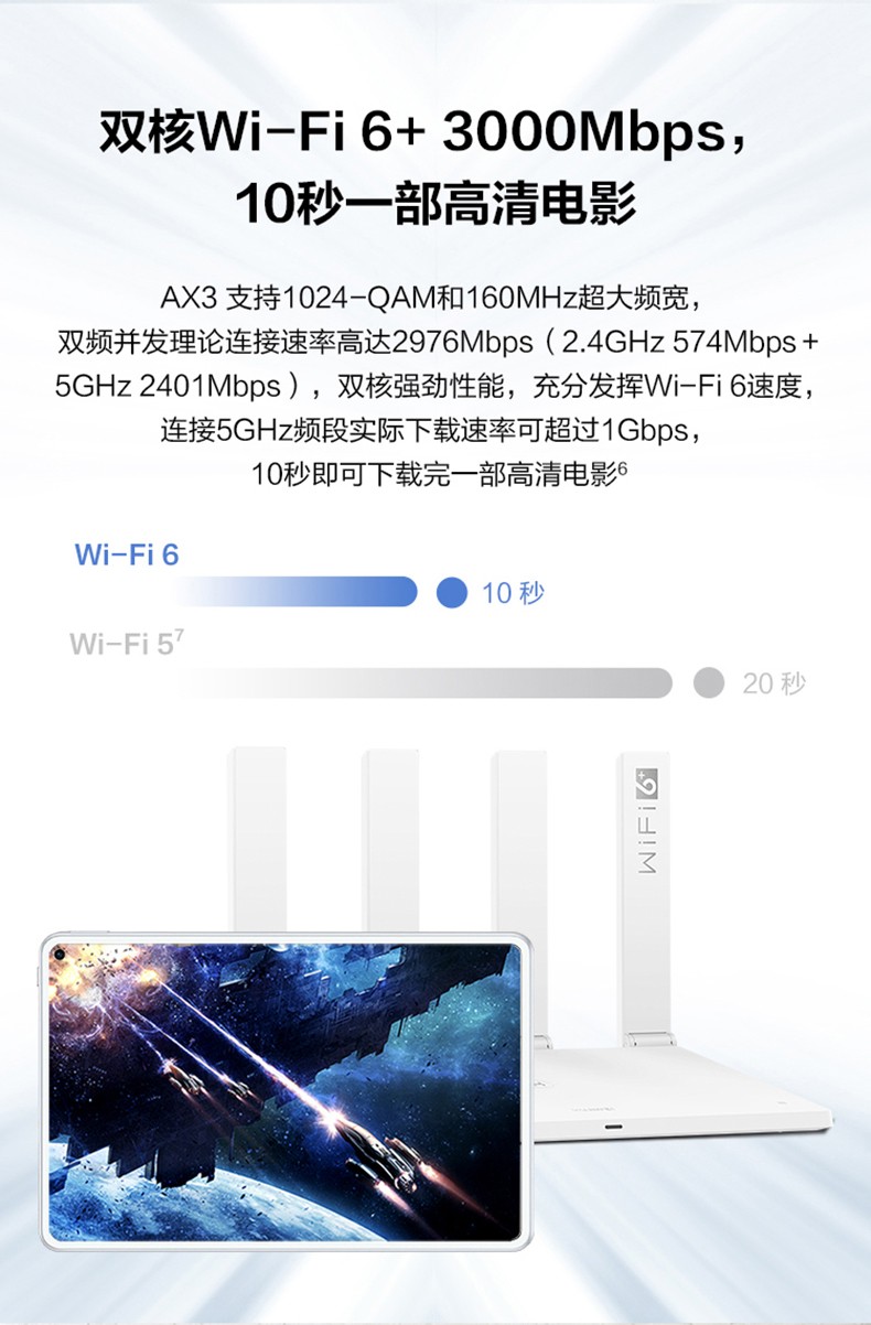 华为路由器AX3家用无线wifi6全千兆双频高速穿墙王wifi