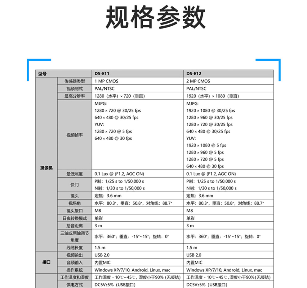 海康威视DS-2CS54U0B-S 800万 4K数字高清USB视频会议摄像头网络远程教育考研复试内置麦克风免驱即插即用