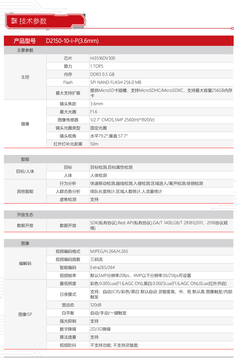 华为D2150-10-I-P智能安防摄像头500万高清POE供电红外夜视室外筒型枪机防尘防水 适用工业商超