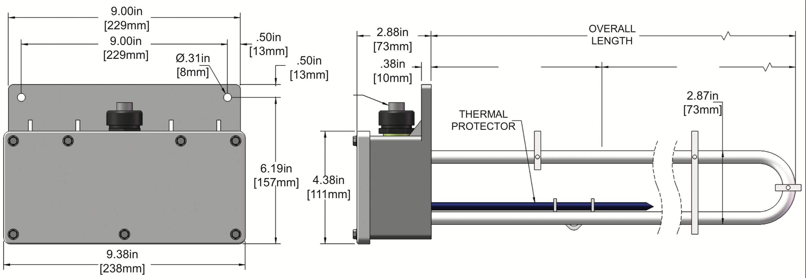  Nine Element Fluoropolymer (PTFE) Heaters