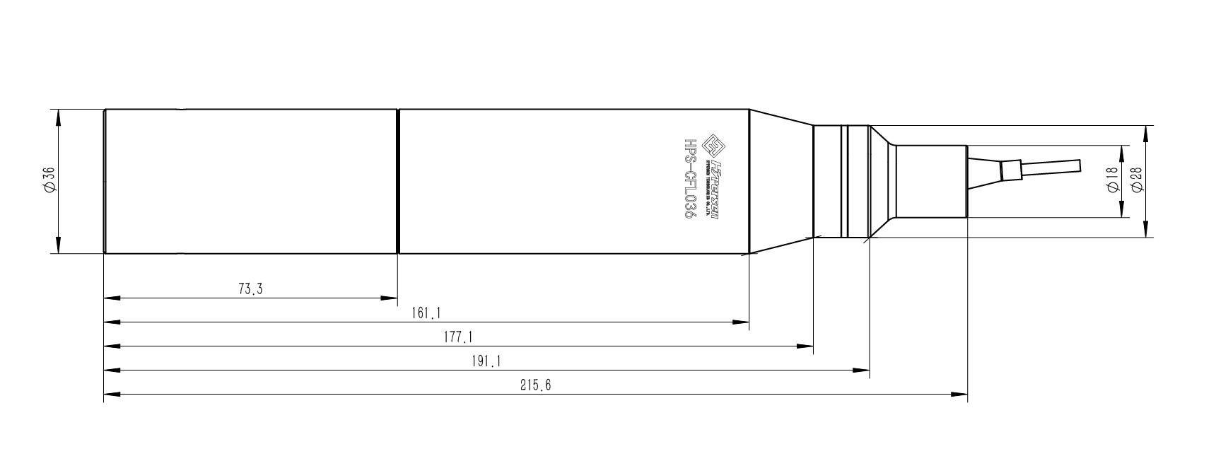 光谱共焦位移传感器测头HPS-CFL036 Φ36mm，11.3±1.2mm，±35.23°