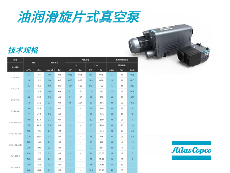 GVS旋片真空泵參數(shù)