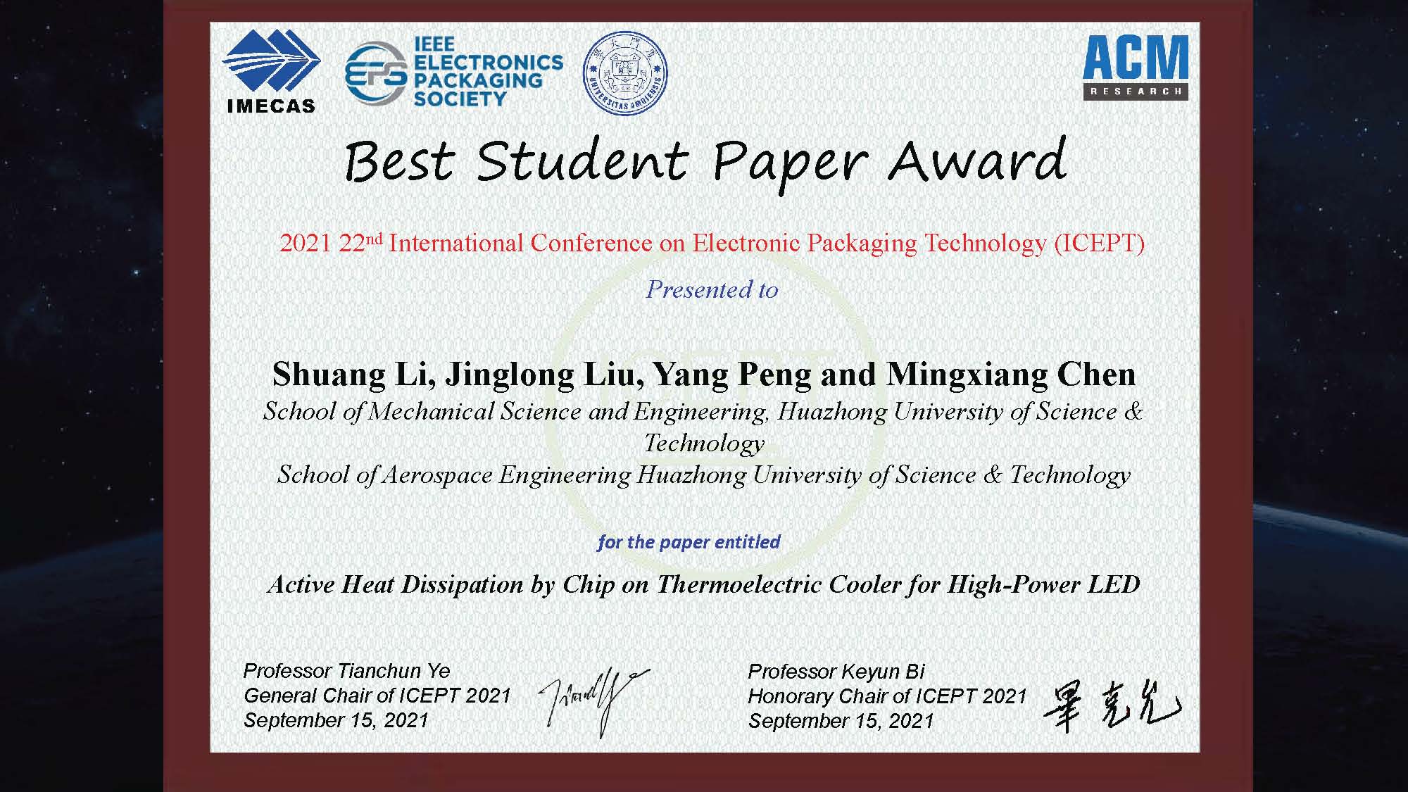 Best Student Paper Award
