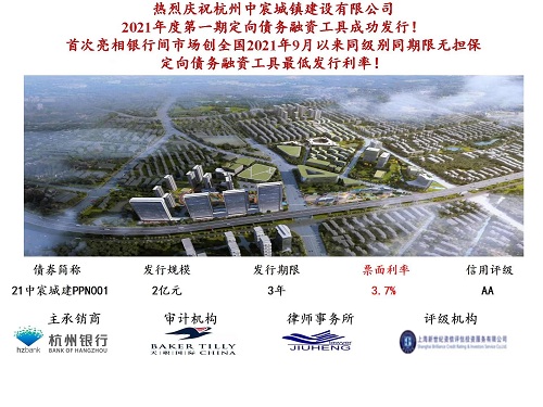 九恒所助力杭州中宸城镇建设有限公司成功发行定向债务融资工具 九恒所助力杭州中宸城镇建设有限公司成功发行定向债务融资工具