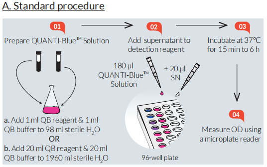 QUANTI-Blue™ Solution 检测，定量分析碱性磷酸酶