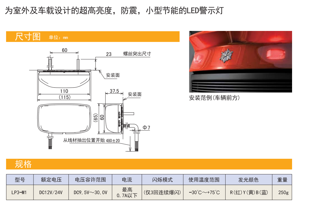 太阳成集团tyc234cc——供应派特莱LED辅助警示灯LP3