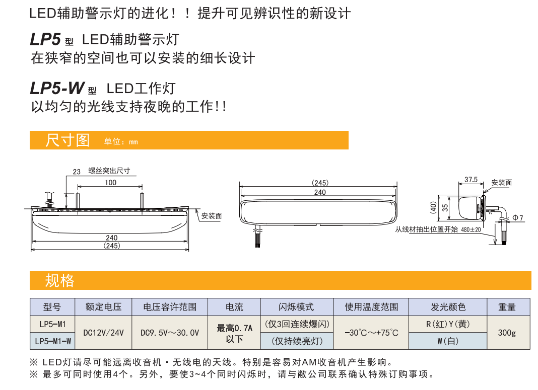 太阳成集团tyc234cc——供应派特莱LED辅助警示灯LP5/LP5-W