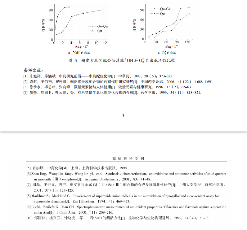 槲皮素-锗配合物的合成及清除  氧自由基活性的研究