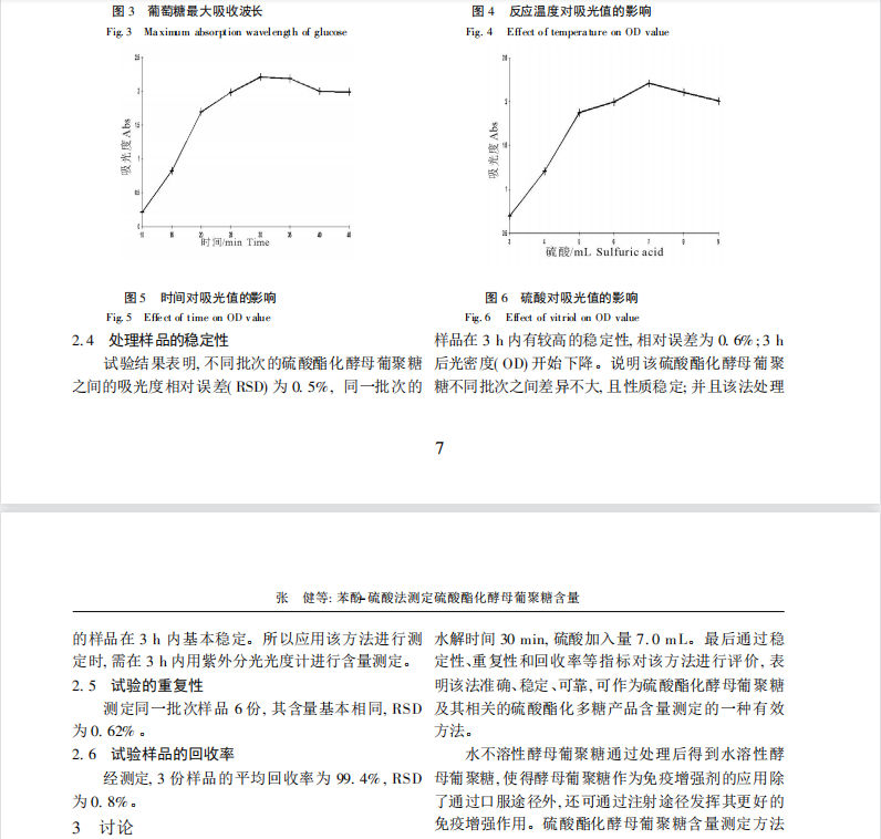 苯酚-硫酸法测定硫酸酯化酵母葡聚糖含量