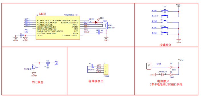 WT2003H4-16S 語音芯片按鍵錄音及播放應用解析