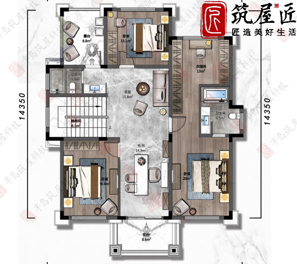 11×14米三层欧式别墅，9室5厅的户型设计，全家都喜欢