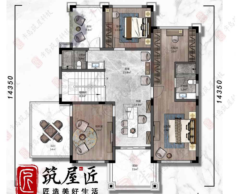 13×14米欧式三层别墅，12室5厅空间设计，打造全家人的好生活