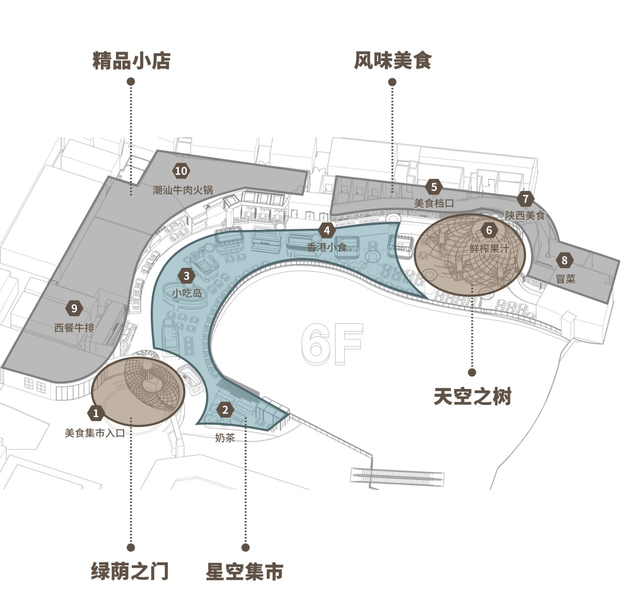 金枫设计-沈阳万象城｜食通天美食街区，以【树】为灵感，构建浪漫主义精神新地标