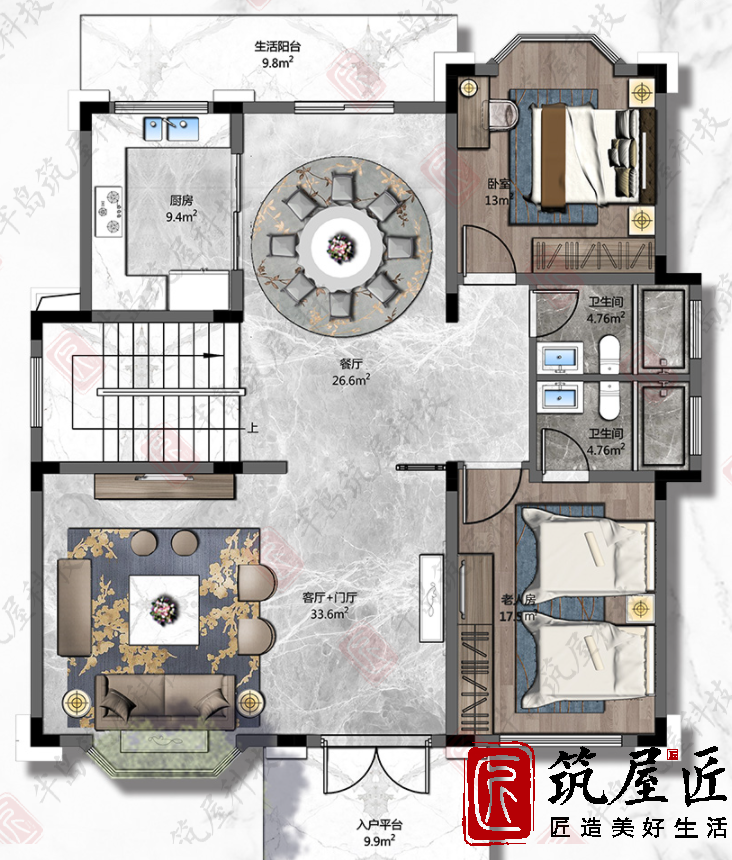 11m×13m农村三层欧式别墅设计分享，为孩子打造健康生活家园