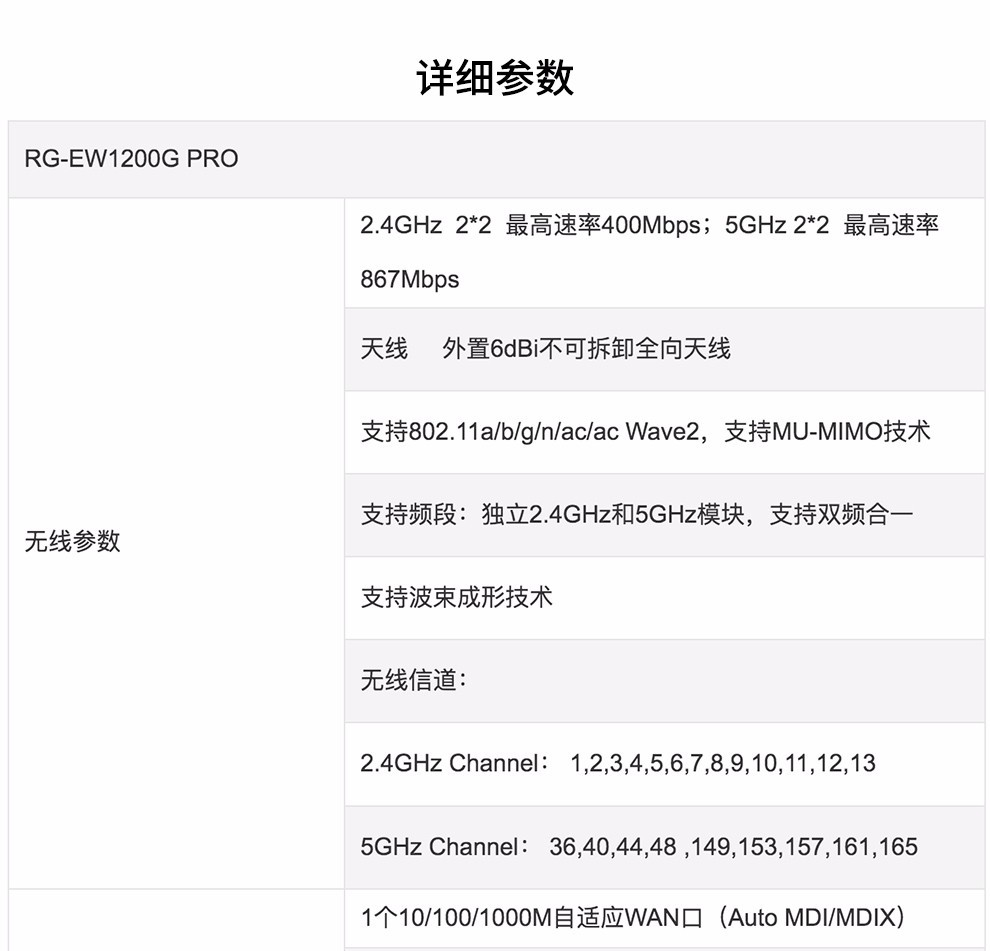 锐捷RG-EW1200G-PRO全千兆六线 路由器