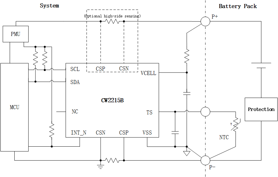CW2215B 5μA单节锂电池电量计芯片支持电流检测