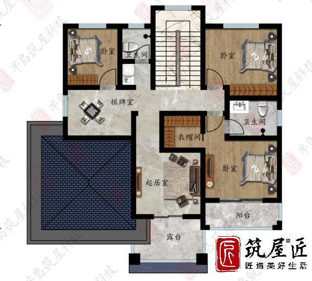 13×12米农村二层别墅设计，5室4厅1厨4卫，享受高品质农村生活