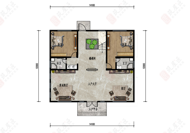 14×12米农村3层别墅设计，7室5厅简欧风格，畅享理想乡居生活