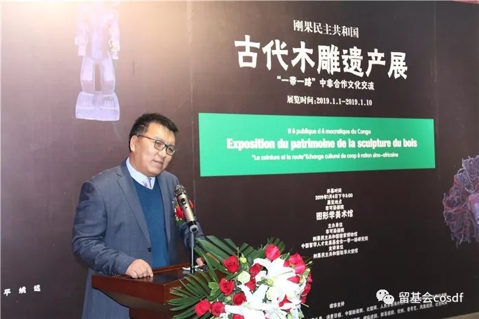 中国留学人才发展基金会理事长曹卫洲出席《刚果民主共和国古代木雕遗产展》开幕式