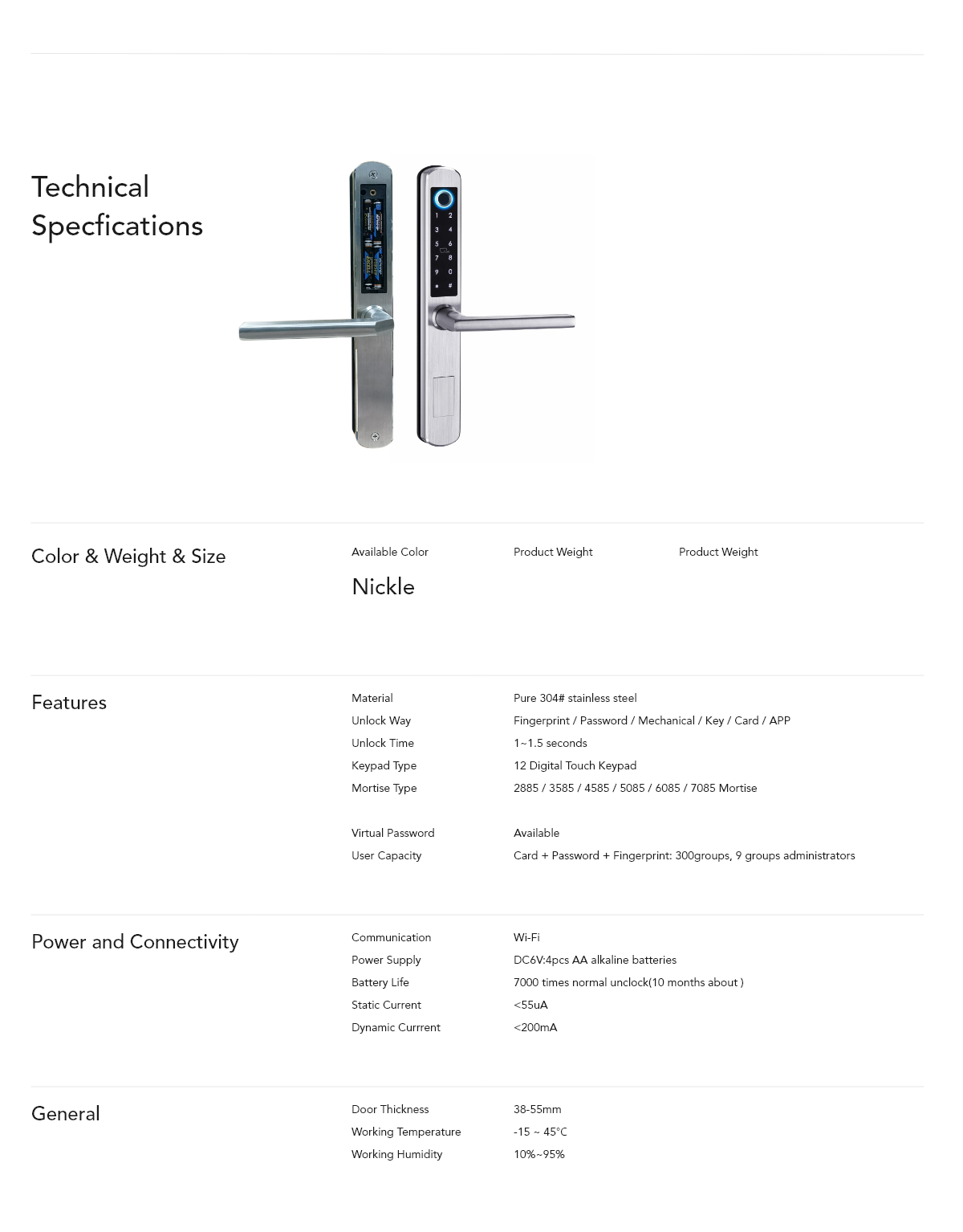 Lermom SL7 Smart Lock